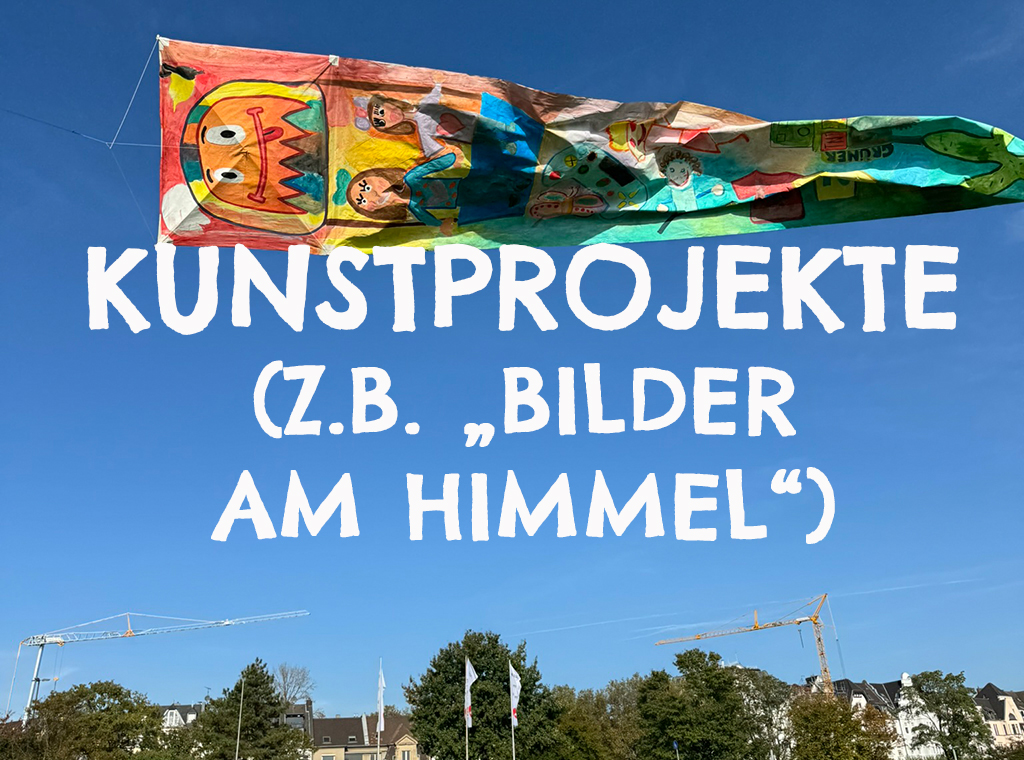 Link zur Seite über Kunstprojekte, unter anderem Bilder am Himmel